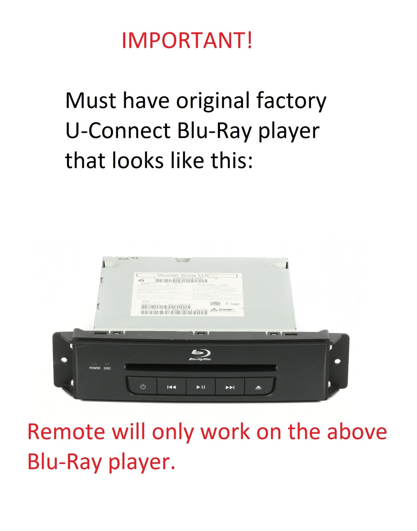 2017 Chrysler Town and Country Compatible Wireless DVD Headphones and Uconnect Remote